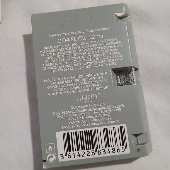 Eternity for Men Calvin Klein (Set of 6) Cologne .04 fl oz samples NEW - Picture 3 of 6